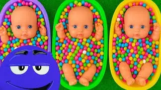 8 Minutes Satisfying with Full of 3 Rainbow BathTubs Candy with M&M's & Magic Slime Cutting Video