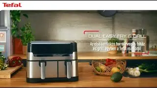 L&eacute;gkever&eacute;ses fritőz Tefal Dual Easy Fry & Grill 8,3 l rozsdamentes ac&eacute;l fel&uuml;let  EY905D10