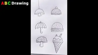 Step by Step Lamp, Hat, Umbrella, Burger, Mushroom & Ice Cream Drawing