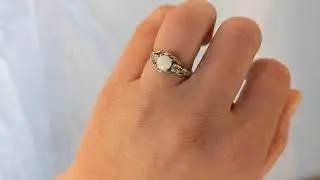 Nature Inspired Opal Engagement Ring, Vintage Platinum Wedding Ring, Unique Promise Rings for Women