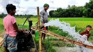Chalo Machine Start!! 3 Village Boys Started Ancient Machine And Watered Paddy Field.Amazing Skills.