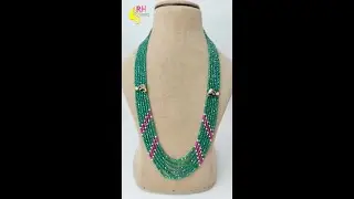 Unique CZ High Crushed Beads Necklace | Silver Elephant Pendants with Pink Beads | RH Jewellers