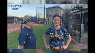 Streetsboro Rockets Hailey Miller, Mallorie Gierke & Coach Leroy Moore after the 7-4 win vs Ravenna