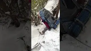 Winter Backpacking camping in Tobermory, Canada