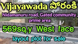 569sq.y West face layout plot for sale Vijayawada//in poranki Nidamanuru road Beside Gated community