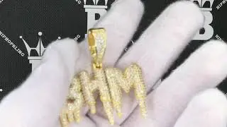 Drip Bubble Letter Pendant | Iced Out Personalized Name Hip Hop Jewelry | Bling Bling
