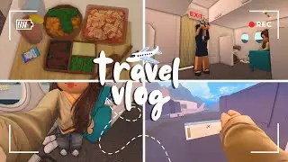 ✈️flying to South Korea | travel vlog, 12-hr flight, first class meals | Bloxburg Roleplay | Roblox
