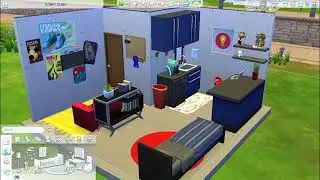 🎓 Sims 4 Bold Dorm Room Build | No CC | Primary Colors, Mini Kitchen + Bathroom!