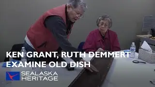 Tlingit Elders Ken Grant, Ruth Demmert Examine Old Dish