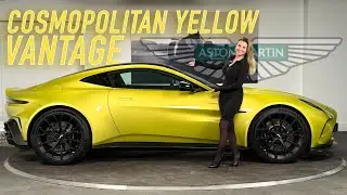 Яркий Aston Martin Vantage Coupe 2025 года в цвете COSMOPOLITAN YELLOW &mdash; элегантная прогулка по а...