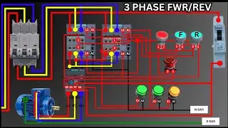3 PHASE forward Reverse."3-फेज़ फॉरवर्ड रिवर्स स्टार्टर: पूरी वायरिंग और संचालन गाइड"विवरण:
