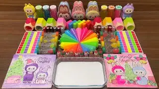 COLORFUL LABUBU I Mixing random into Glossy Slime I  Satisfying Cun Slime