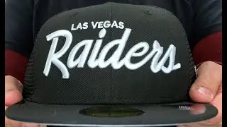 Las Vegas Raiders NFL TEAM-SCRIPT MESH-BACK Black-Black Fitted Hat by New Era