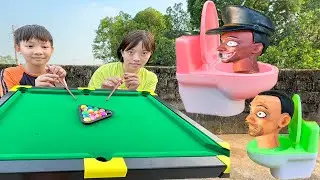 Kem Ốc Review b&agrave;n đ&aacute;nh Bida mini cho b&eacute;, khủng long bắt skibidi toilet, cứu Pikachu. Theu Chanel