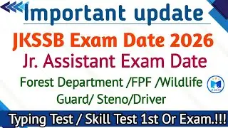 JKSSB Exam Dates 2026 |Junior Assistant | wildlife Guard | FPF | Inspector |Lab Attendant out#jkssb 