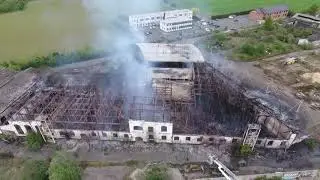 Former Fisons Factory Bramford Ipswich catches fire, arson? Drone footage.
