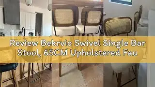 Review Bekrvio Swivel Single Bar Stool, 65CM Upholstered Faux Leather Barstools with Back and Bent W