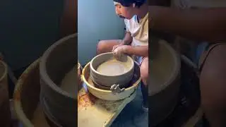 Throwing a plater using Soldate 60 on a Shimpo Whisper VL ,centering, lifting, wet clay ceramics