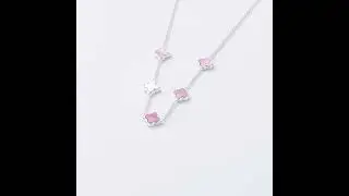 Pink Mother of Pearl Gemstone Multi Clover Necklace by Philip Jones Jewellery #necklace #jewellery