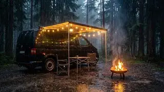 the best sleep therapy heavy rain on van and warm fireplace terapi tidur hujan karavan dan perapian