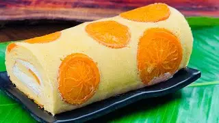 Fluffy Orange Swiss Roll Cake Recipe | Soft, Sweet & Refreshing | Corner Cooks
