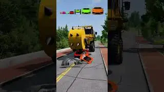 Big & Small Cars vs Road Roller with Spikes
