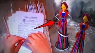 Make a doll with West paper // craft work