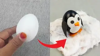 How To Make Cute PENGUIN🐧by EGG SHELL | Egg Shell Craft