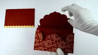 K-96, Red Color, Handmade Paper, Multifaith wedding cards, Wedding Invitation Card