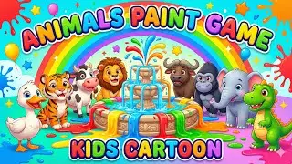 Animals paint 🎨Duck,Tiger,Cow,Lion,Buffalo, Gorilla,Elephant,Dinosaur Fountain Crossing Animal Game 