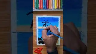 🌅 Easy Sea Painting | Oil Pastel Art#art #sea #oilpastelart #reels #satisfying