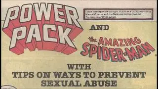 COMIC MAN PRODUCTIONS: PREVENT SEXUAL ABUSE MARVEL SPIDER-MAN POWER PACK COMIC BOOK AD 1985