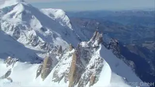 [HD] Aguille du Midi - relaxing helicopter flight birds eye view