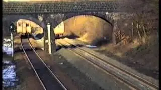 Diesel trains at Mytholmroyd on  25th February 1988.