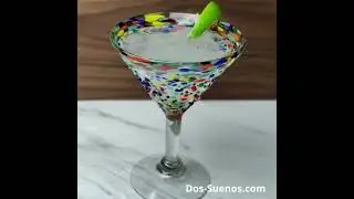 Dos Sue&ntilde;os Mexican Hand Blown Glassware - Confetti Rock Modern Margarita Glasses