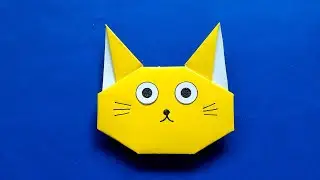 Как сделать простую фигурку оригами кошки | Оригами мордочка кошки | Поделки из бумаги своими руками