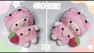 Crochet pig | Hướng dẫn móc bé heo mặc đồ heo cực cute| iuiulen