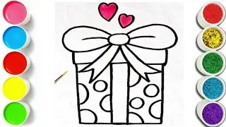 How to Draw a Color a Gift Box Pop iT🎁🔴🟠🟡🟢🔵🟣 Drawing for kids 