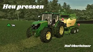 Ls22 / Heu pressen 🍀🐄, mit Krone und JohnDeere / Ellerbach 05