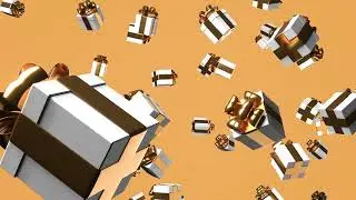 [1 hour]White Gift Boxes with Shine Gold Ribbon - Background/Screensaver[4K][No Sound]