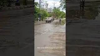 Water on the roads of Indore during monsoon season.