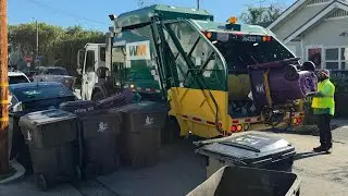 Waste Management: Battle New Way Rear Loader VS. Heavy Post-Christmas Recycling!!