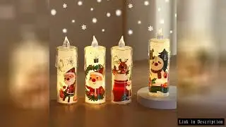 4PCS Christmas LED Candles, Flameless Flickering Electronic Tea Lights,Santa Claus Projection Night