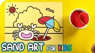 Crab on the Beach Sand Painting Art for Kids