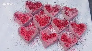 Pink Heart 💕 with red giliter gym chalk 👍oddly satisfying 💆 plz sub 🙏 Soft chalk ASMR