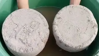 Asmr pure sand cement dry on floor and water crumbling video old video 