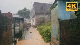 4K Rain Walk | Refreshing Heavy Rainfall In The Neighborhood