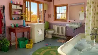 Autumn Laundry & Bathroom Ambience 🍂 | Washing Machine, Water Sounds & Birdsong for Relaxation