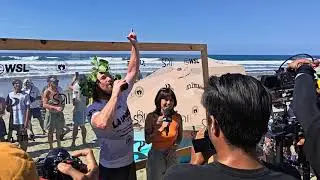 Skinner - WSL Longboard Tour 2026 Champ, celebrating w/ the Filipino finalists in San Juan, La Union