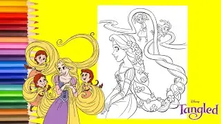 Coloring Princess Rapunzel with Four Sisters Braiding Rapunzels Hair   Tangled Coloring Pages
